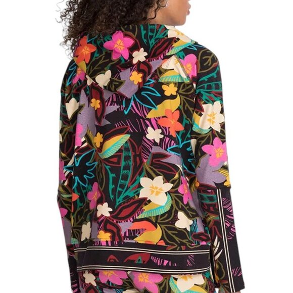 Johnny Was Wild Pullover Hoodie Sweatshirt Cotton Floral Shirt Top Pink Black NW - Picture 4 of 7